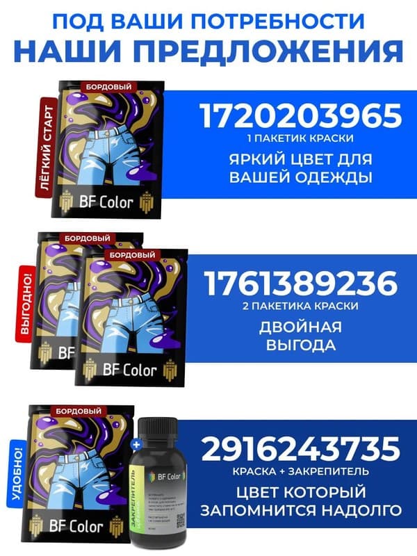 Бордовая для натуральных тканей BFColor на 1 кг вещей