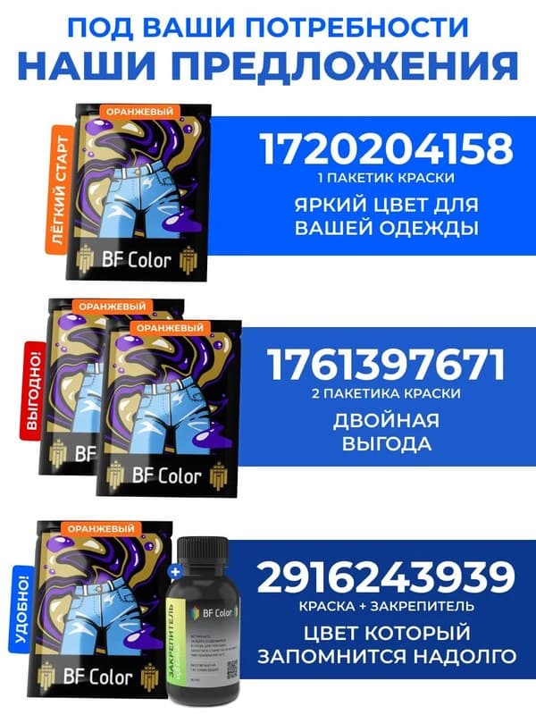 Оранжевая для натуральных тканей BFColor на 1 кг вещей