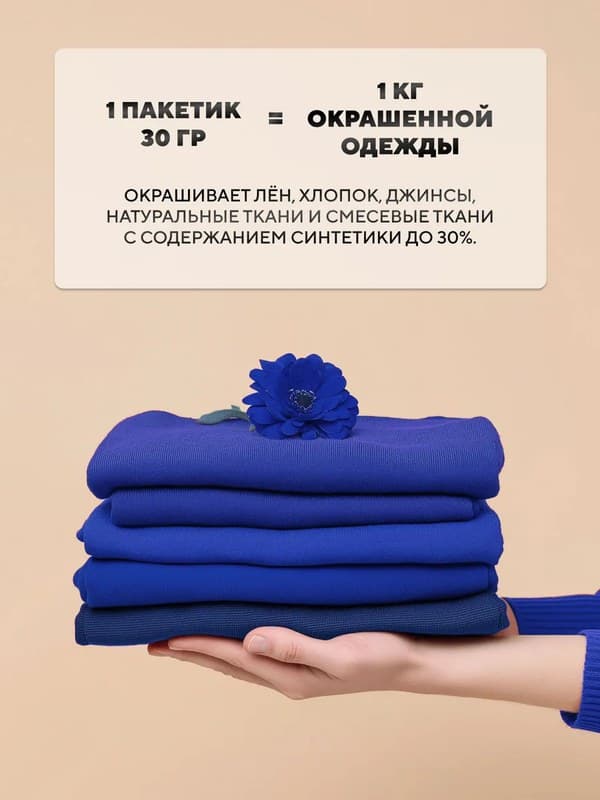Синяя краска для натуральных тканей BFColor на 1 кг вещей