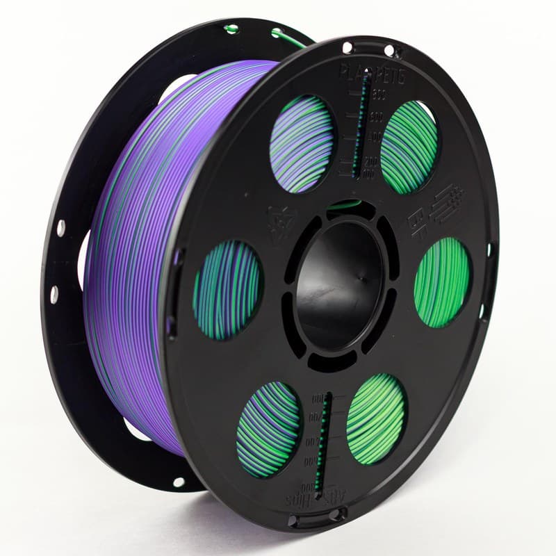 Трехцветный PLA шелк фиолетовый зеленый флуоресцентный желтый пластик Bestfilament для 3D-принтеров 1 кг (1,75 мм)